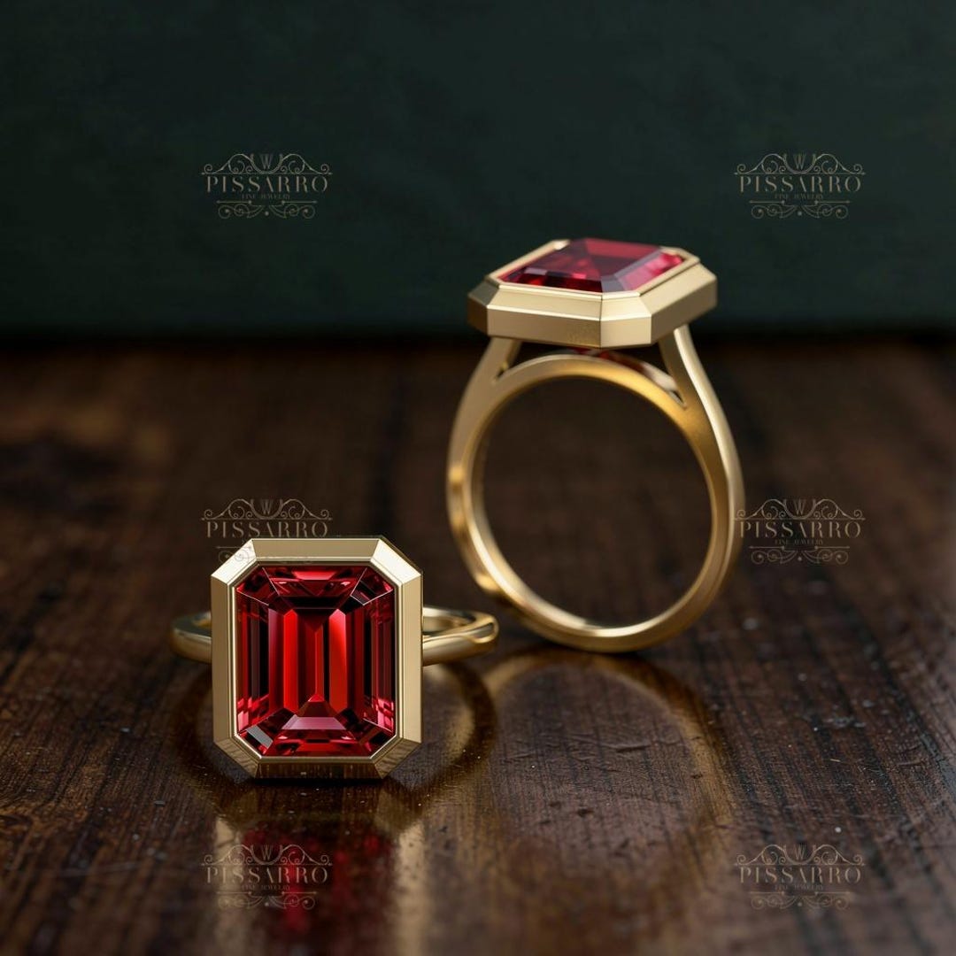 6ct Ruby Ring, Emerald Cut Cocktail Ring, Engagement Ring, Solitaire ...