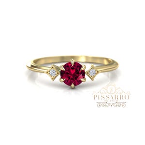 Ruby Ring, Ethical Engagement Ring, Solid Gold Or Silver, July Birthstone, Gift For Her, Anniversary, Dainty Promise Ring, Diamond Ring