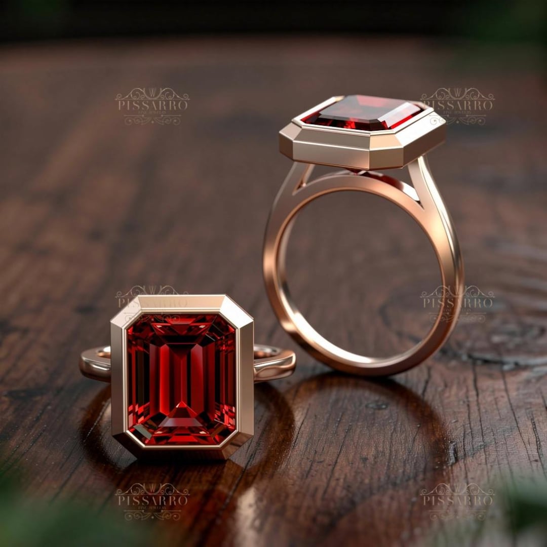 6ct Ruby Ring, Emerald Cut Cocktail Ring, Engagement Ring, Solitaire ...