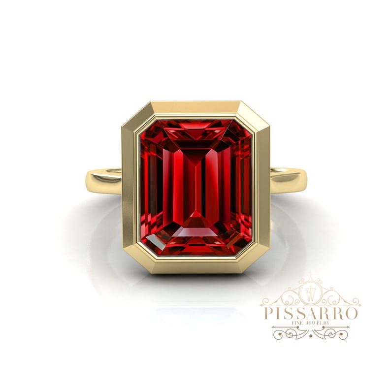 6ct Ruby Ring, Emerald Cut Cocktail Ring, Engagement Ring, Solitaire ...