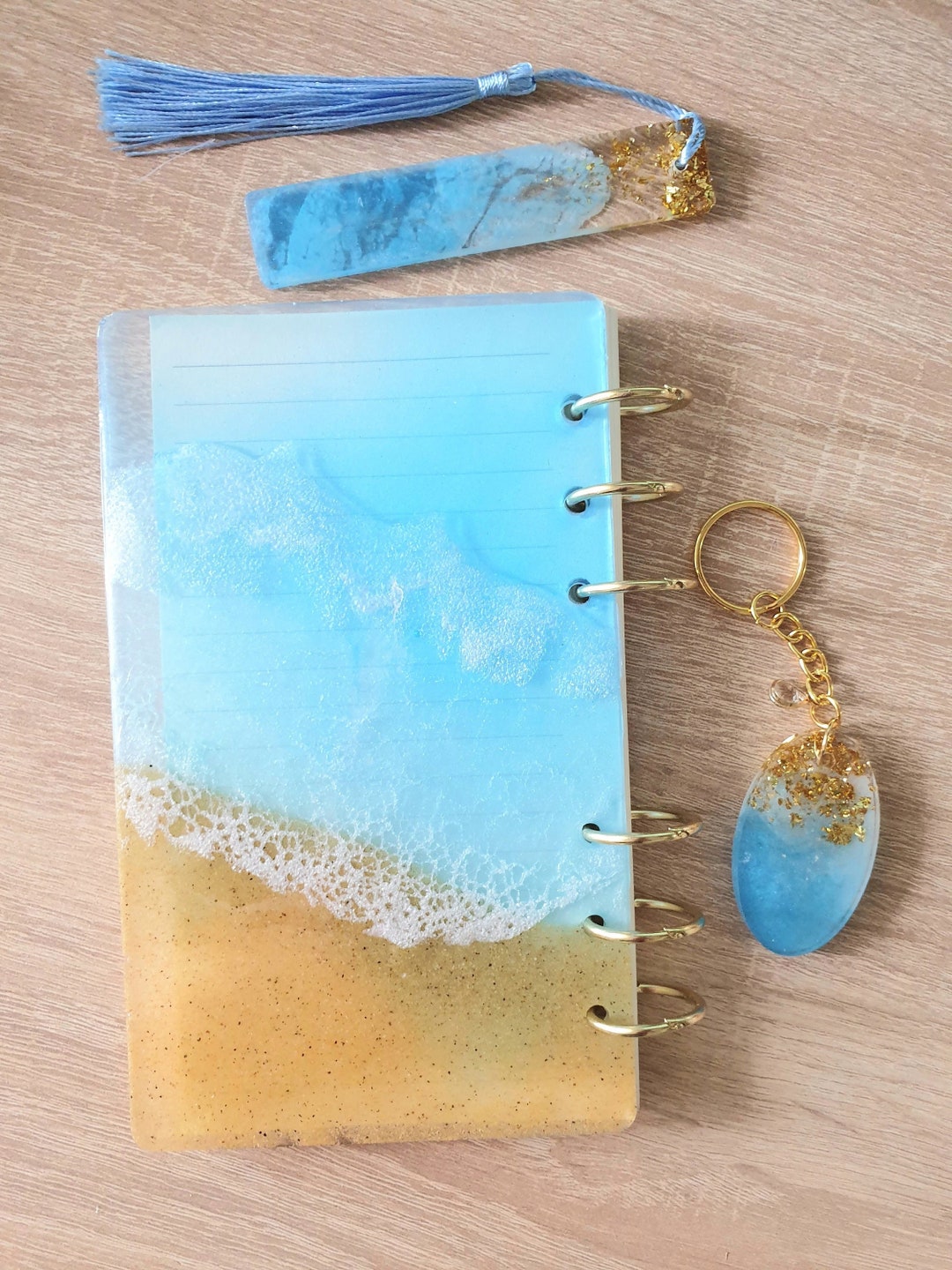 Personalized A6 Refillable Notebook Kit, Keychain and Resin Bookmark ...