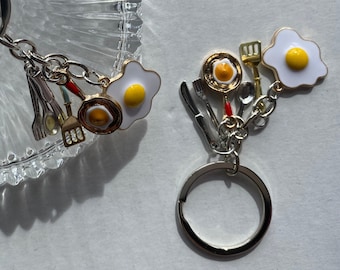 Egg Keychain,egg Key Chain,food Keychain,breakfast Gifts,egg Gift,fried ...