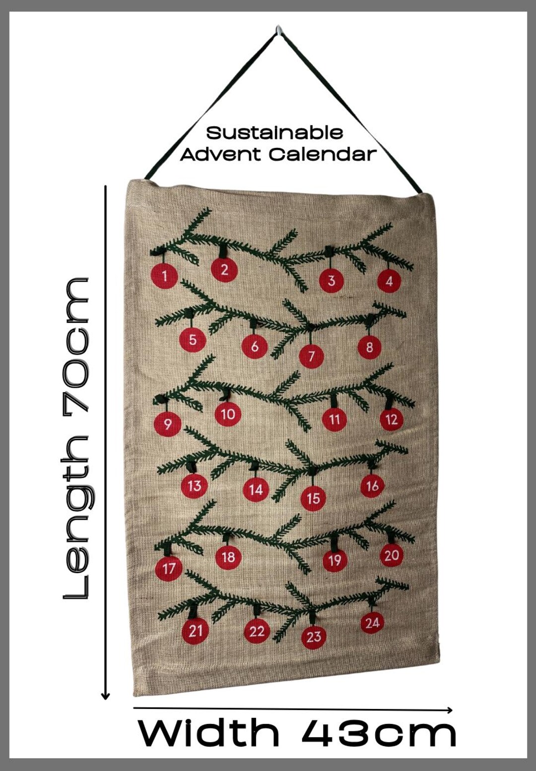 Christmas Countdown Refillable, Wall Hanging Advent, Reusable Advent