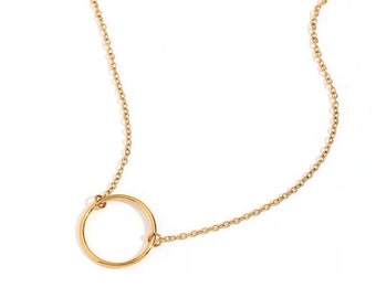 Catena fine in acciaio inossidabile e collana rotonda, collana da donna minimalista regolabile in oro, regali per lei