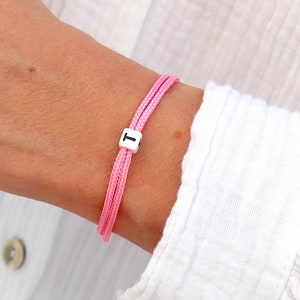 Pulsera de letras personalizable en cordón liso para mujer o hombre, pulsera de pareja ajustable, regalos para ella o él