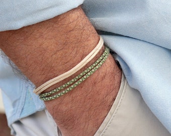 Ensemble de bracelets surfeurs pour homme, deux bracelets cordons réglables style bohême,cadeaux pour lui