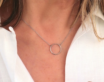 Collier ras de cou acier inoxydable 316 chaine et anneau rond,collier femme minimaliste,cadeaux femme