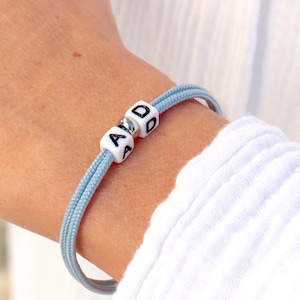 Pulsera cordón liso dos iniciales personalizadas para ella o él, pulsera amistad cordón liso 23 colores a elegir, regalos para mujer o hombre