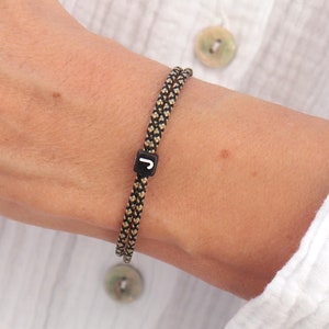 Pulsera con cordón y letra personalizable para ella o él, pulsera de pareja de cordón ajustable 2 tamaños, ideas para regalos