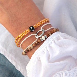 Pulsera inicial personalizable y cordón 45 colores a elegir, pulsera para ella o él, regalos