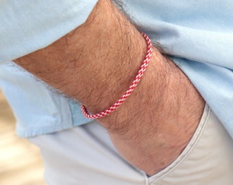 Bracciale da uomo in corda, 45 colori tra cui scegliere, braccialetto unisex regolabile in stile surfista, regali per lei o per lui