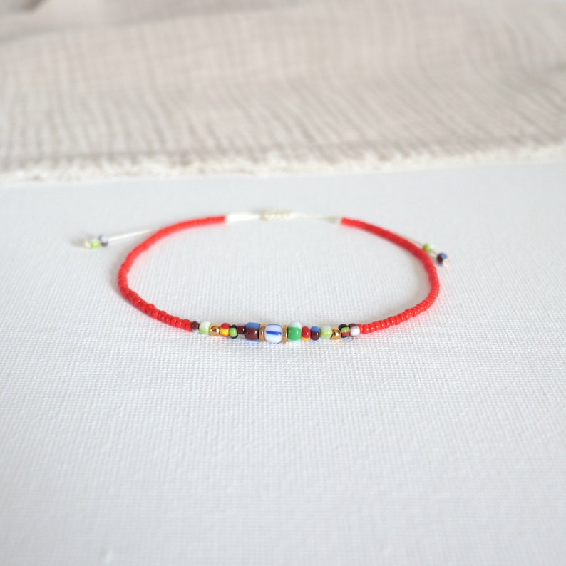 bracelet de cheville perles sur cordon pour femme,bracelet de cheville réglable boho surf,cadeaux pour elle image 6