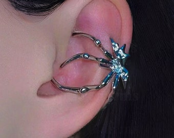 Spider Earring : Clip On Silver Spider Ear Cuff, Clip On Ear Cuff, Spider Jewelry, Spider Web, Edgy Earrings, Emo Earrings, Goth Aesthetic