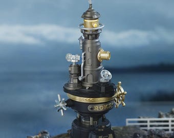 Mechanical Puzzle Kit, DIY Wooden Model Kit, Morse Telegraph or Navi Lighthouse, Steampunk Desk Decor, Adult Craft Kit, Gift for Him