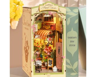 Set boekenhoekjes met bloemenhoek | DIY miniatuur bloemenwinkel met led