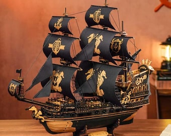 The Seahorse Barque | 3D Wooden Puzzle Ship Model | Baroque