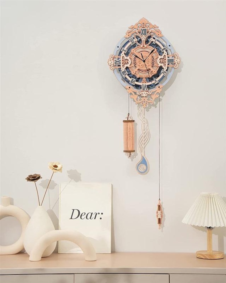 DIY Wooden Pendulum Clock Kit: 3D Mechanical Puzzle, Roman Numerals - Etsy