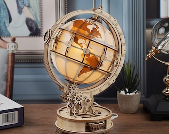 DIY houten bollampkit: roterende tandwielen, ledlicht, 3D-puzzel (elektrische versie)