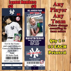 Baseball Invitations 10 each or Thank You cards 10 each with Env. Personalized Printed
