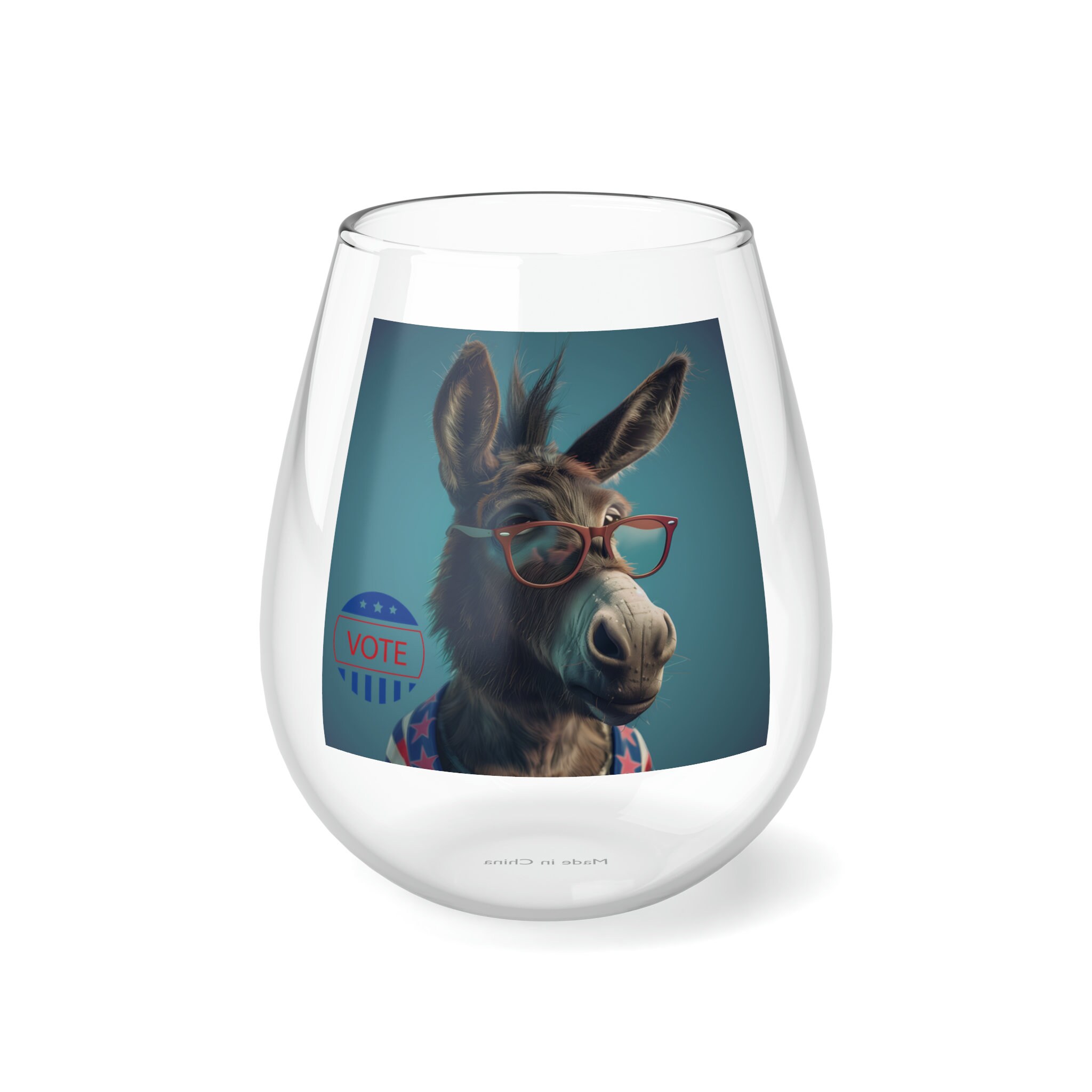 2024 Election | Wine Stemless Glass | Democratic Donkey | Stemless Wine Glass | Democrat Gift | Election Gifts | Democratic Gift | Democrat