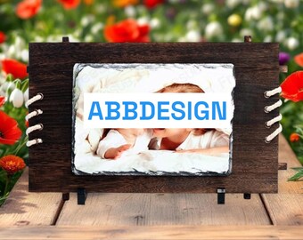 Personalized slate plaque with photo and names | Gift for Mother's Day & Father's Day, birthdays, weddings, communions, anniversaries, Valentine's Day