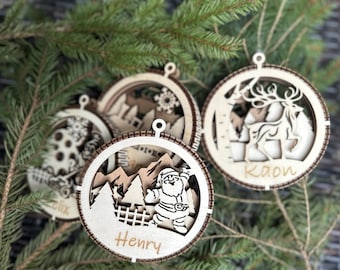 Personalized 3D Wooden Christmas Ornaments / Christmas Decor / Christmas Ball / Gift Tags / Christmas Tree Balls / Advent
