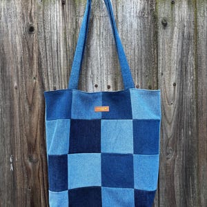 Complete sewing kit for patchwork denim, lined tote bag. Beginner-friendly. Contains everything you need!