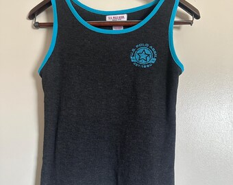 US Polo Assn Blue And Gray Ribbed Medium Tank Top