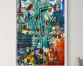 Take the Money and Run - Abstract Painting on Canvas, Multi-Colored Painting on Stretched Canvas, Modern Original Painting