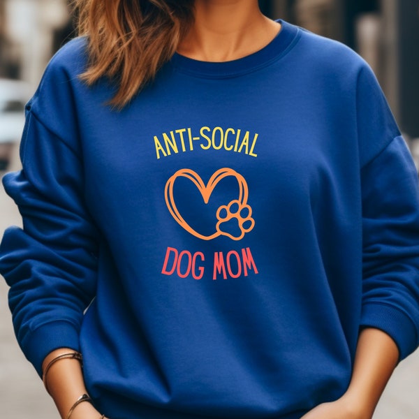 Anti-Social Dog Mom ombre colors Unisex Heavy Blend™ Crewneck Sweatshirt