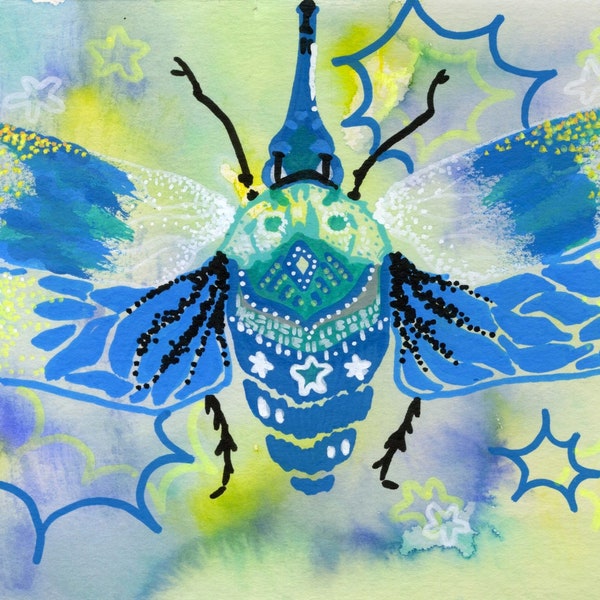 Blue Lantern Fly Bug Art Print