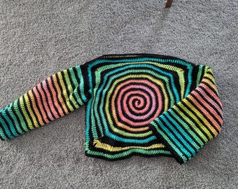 Handmade Spiral Sweater | Oversized Crochet Swirl Pullover | Soft Statement Piece | Custom Made To Order