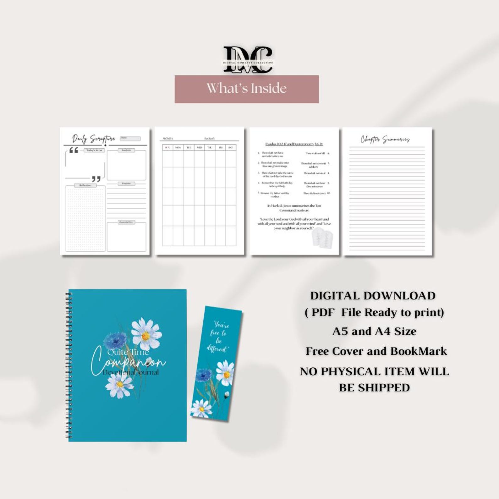 Devotional Journal Tracker Printable Prayer Journals Daily Bible ...