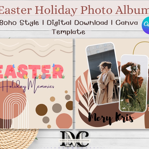 Photo Memory Book | Boho Memory Book | Easter Memory Book | Photo Album | Canva Template | Instant Download | Holiday Photo Album | Digital