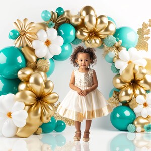 turquoise and gold arch Backdrop For Photography Compositions / Digital Backdrop / Birthday Party / Add your own subject composite