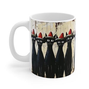 Black Cat Mug: 11oz Ceramic Coffee Cup, Cat Lover Gift