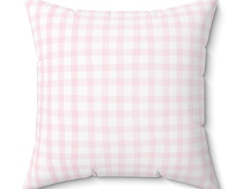 Pink Gingham Square Pillow, Trendy Pillow, Grand millennial, Chinoiserie, Dorm, Dorm Decor, Trendy Chic, Home Office, Tween, Vintage Modern
