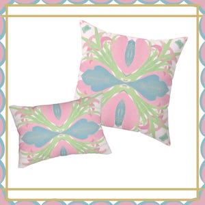 Kaleidoscope Pillow: Pink, Green & Blue - Grandmillennial Home Decor