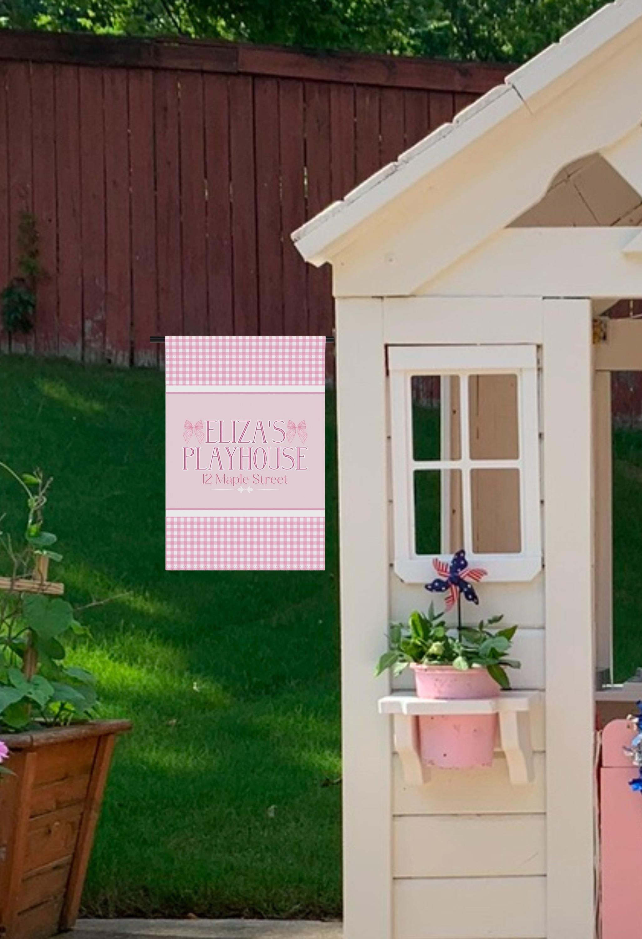 Kids Playhouse Treehouse Flag, Personalized Garden Flag, Custom Garden Flag, Custom Gift, Grandmillennial, Custom outdoor playhouse sign