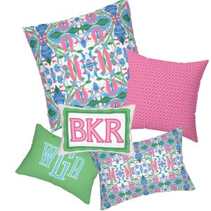 Ikat Pillow: Blue, Green, Pink - Trendy Chic Dorm Decor