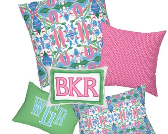 Ikat Pillow: Blue, Green, Pink - Trendy Chic Dorm Decor, Home and apartment decor