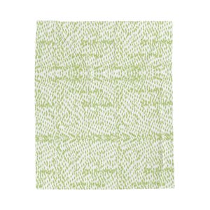 May include: A rectangular textile featuring a repeating pattern of small, light green, dash-like marks arranged in vertical columns against a solid white background. The texture appears soft and uniform across the entire surface of the fabric.