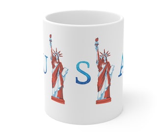 Vrijheidsbeeld mok, 4 juli mok, trendy USA koffiemok, rood wit blauwe koffiemok, patriottische koffiekopje, Amerika mok, gastvrouw cadeau idee