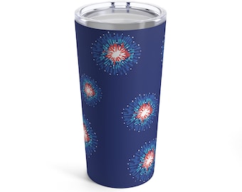 July 4th Fireworks Tumbler, America Tumbler, USA Tumbler, Trendy Red White & Blue, Her Birthday Gifts, His Birthday Gifts, Hostess Gifts
