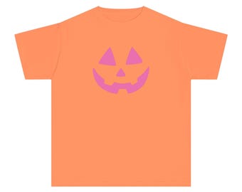 Kid Pumpkin Face Comfort Colors Tee, Boys Halloween Tee, Girls Halloween Tee, Preppy Trendy Halloween Kids Shirt, Tween Fun Halloween Tee