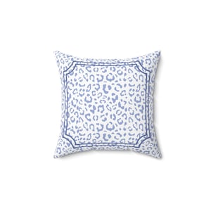 Blue Leopard Throw Square Euro Pillow with Insert, Animal Print pillow, Grandmillennial, Dorm Decor, Trendy Chic, Preppy Decor, Blue Decor