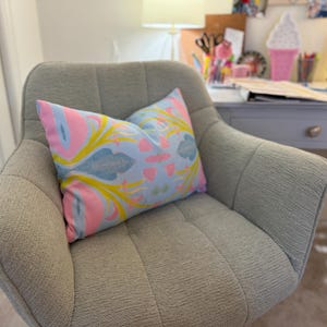 Blue Green Pink Watercolor Lumbar Pillow, Kaleidescope Pillow, Trending Preppy Pillow, Grandmillennial Decor, Chinoiserie, Trendy Chic, Cute
