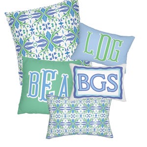 Ikat Pillow: Blue Green Pink, Trendy Chic Dorm Decor