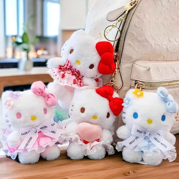 Porte-clés peluche Hello Kitty, accessoires de sac - Porte-clés, peluche Hello Kitty - breloques de sac en peluche / Cadeau pour elle