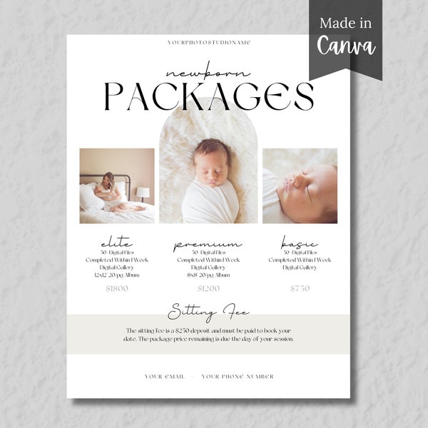 Photography Price Guide for Photographer, Newborn Senior Family Maternity, Price List Template, Pricing Guide, Photographer Price List